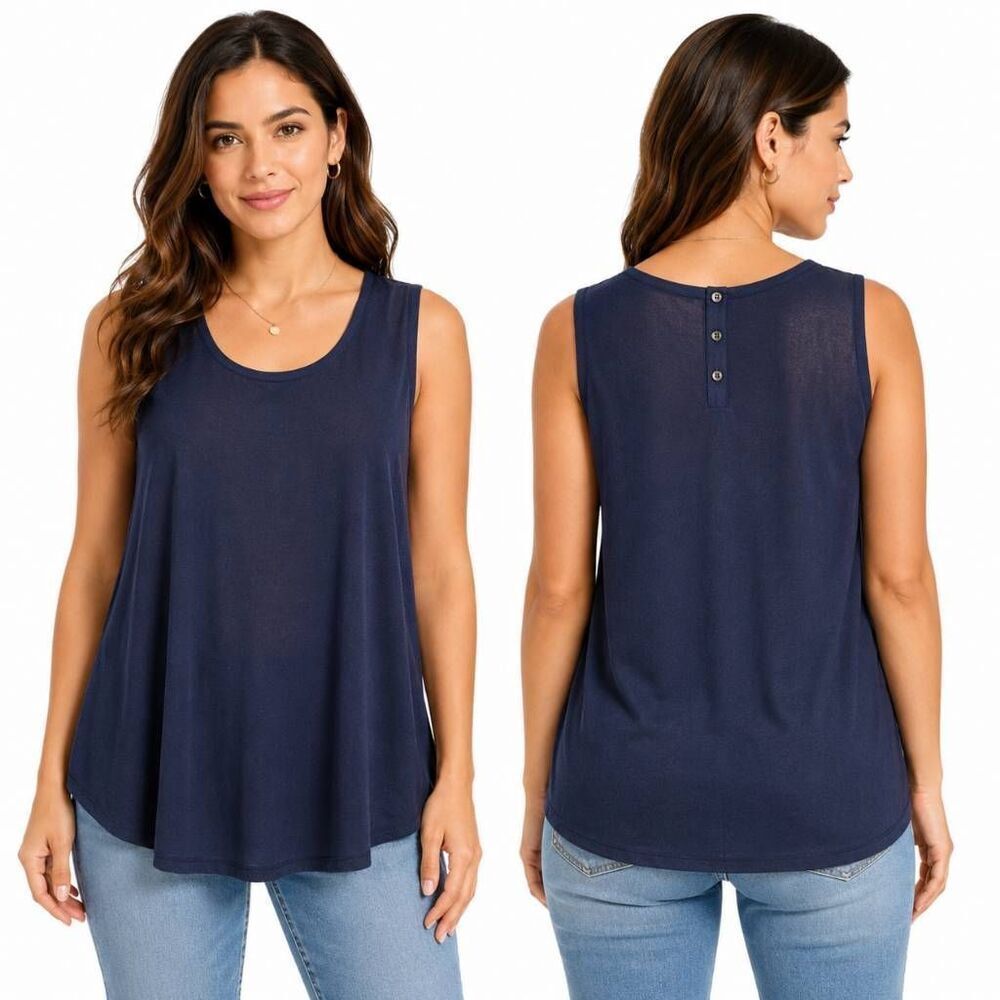 Gap Navy Mixed Media Sleeveless Tank Top Small